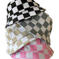 Kids Bucket Hat, Stone Blue Checkerboard