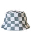 Kids Bucket Hat, Stone Blue Checkerboard