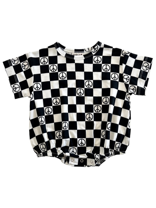 T-Shirt Bubble, Black Peace Checkerboard