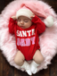 Santa Baby Red/Pink / Organic Long Sleeve T-Shirt Bubble