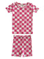 Summer Lounge Set, Pink Flower Checkerboard