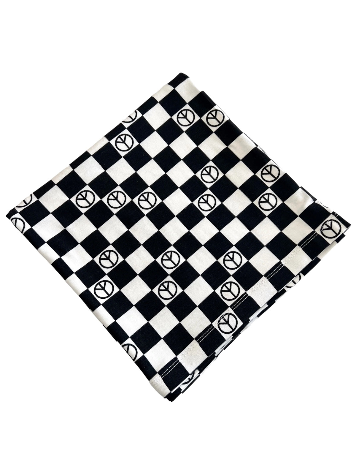 Stretch Swaddle Blanket, Black Peace Checkerboard