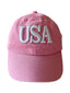 USA Kids Baseball Hat, Vintage Pink