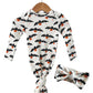 Organic Waffle Knotted Gown & Bow Set, Trick or Treating Bat