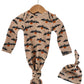Organic Waffle Knotted Gown & Hat Set, Tan Trick or Treating Bat