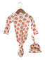 Organic Waffle Knotted Gown & Hat Set, Jack-O-Lantern