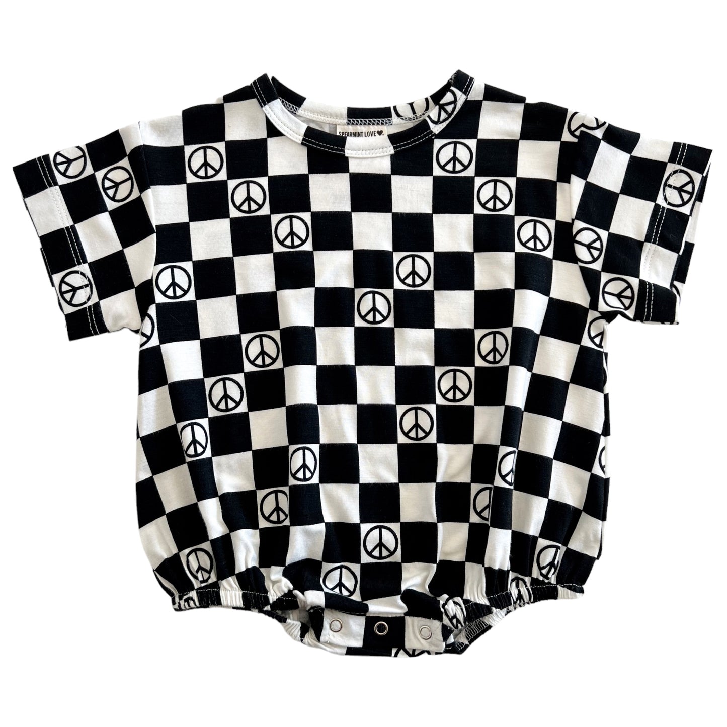 T-Shirt Bubble, Black Peace Checkerboard