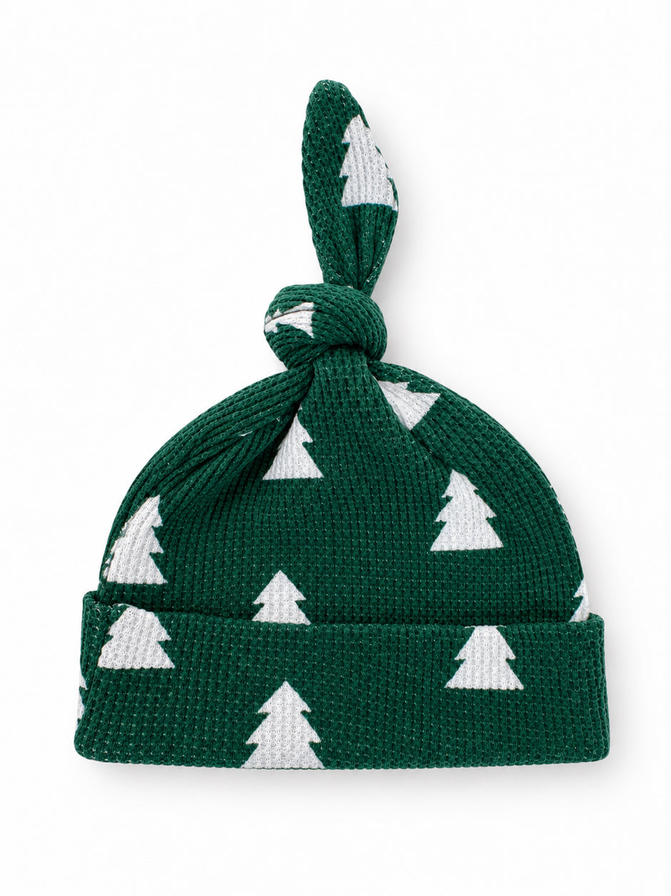 Organic Waffle Knot Beanie, Spruce Trees
