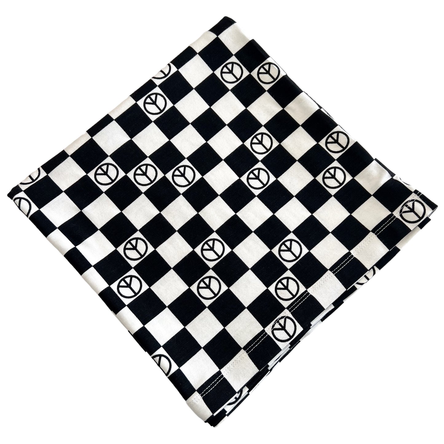 Stretch Swaddle Blanket, Black Peace Checkerboard