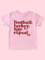 Kid's Thanksgiving Graphic Short Sleeve Tee, Football Turkey Nap / Pink