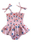 Muslin Smocked Bubble w/ Skirt, Pink Red, White & Blue Popsicle