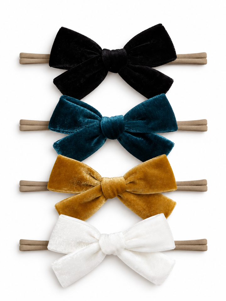 4-Pack Velvet Nylon Bows, Midnight Jewel