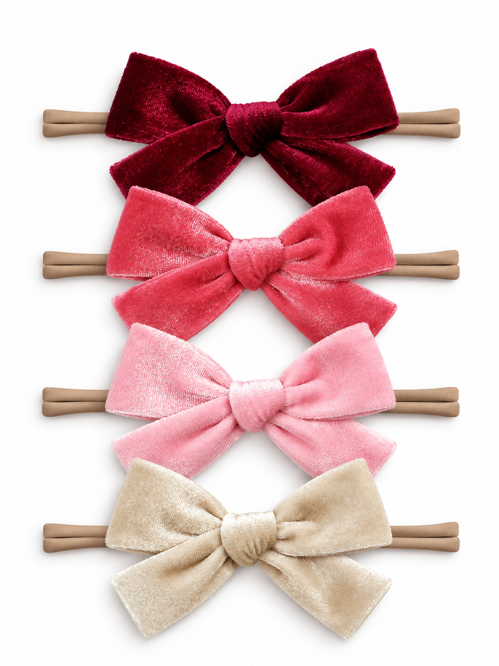 4-Pack Velvet Nylon Bows, Vintage Rose