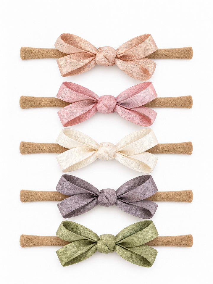 5-Pack Petite Nylon Bows, Blushed Sage