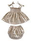 Tan Gingham / Organic Smocked Set