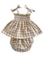 Tan Gingham / Organic Smocked Set