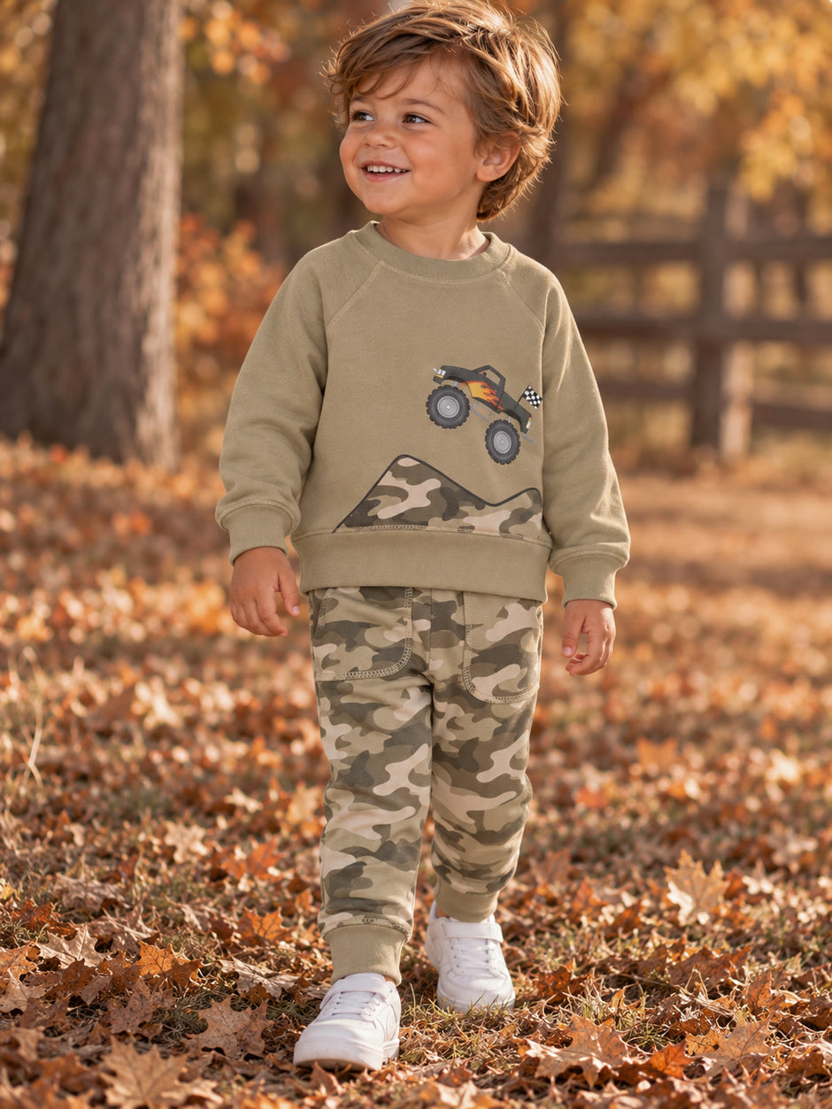 Drop Sleeve Sweatshirt, Camo
