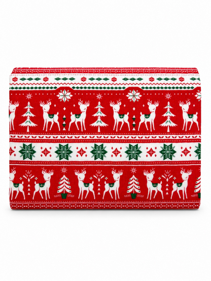 Muslin Swaddle, Red Vintage Deer Fair Isle