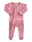 Pink / Organic Ribbed Frill Zip Footie