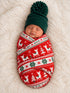 Muslin Swaddle, Red Vintage Deer Fair Isle