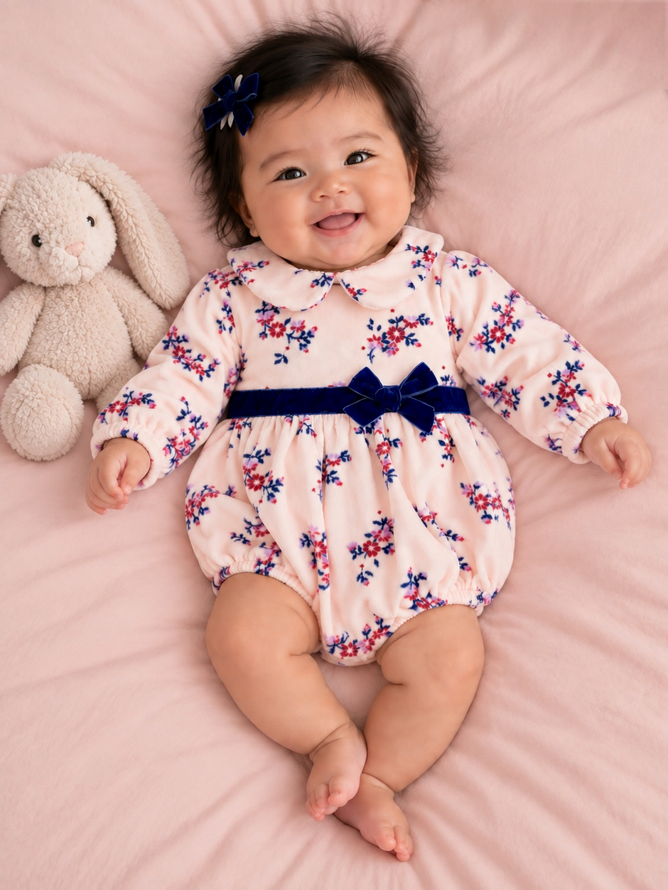 Velour Peter Pan Collar Bubble, Nora Floral