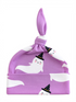 Purple baby hat with cute ghost designs wearing black hats, knotted at the top for a playful look.