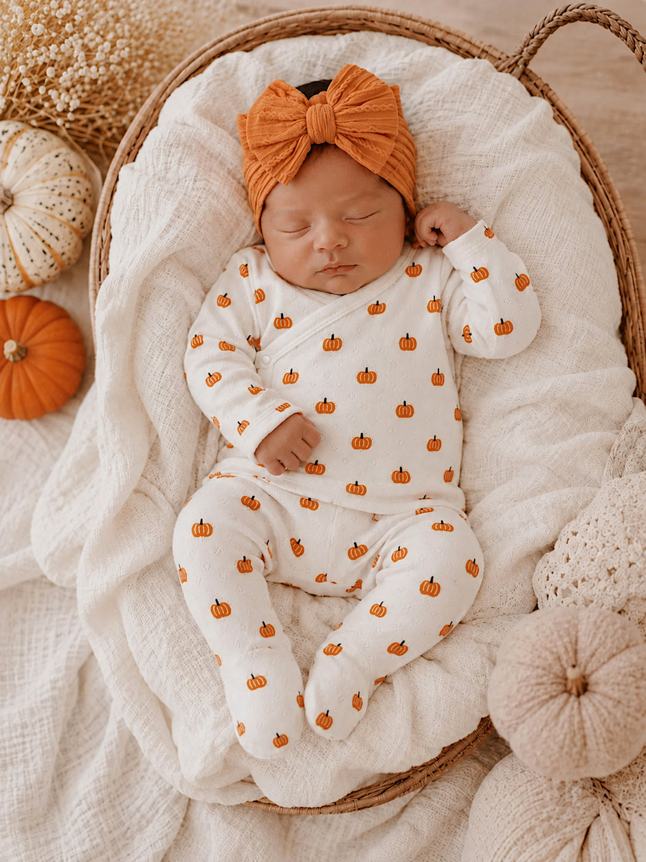 Pumpkin / Organic Pointelle Newborn Set
