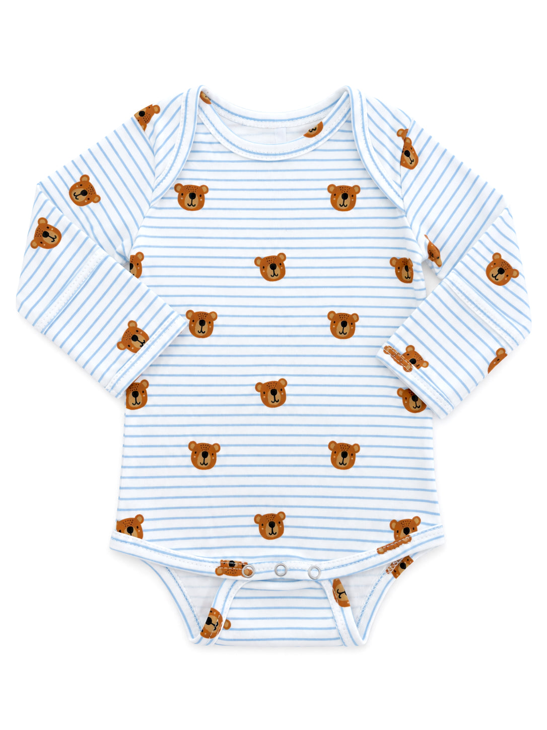 Blue Bear Stripe / Organic Cotton Long Sleeve Bodysuit