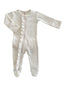 Ivory / Organic Ribbed Frill Zip Footie