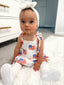 Muslin Smocked Bubble w/ Skirt, American Flag