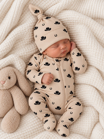 Cowboy Hats / Organic Cotton 2-Way Zip Footie