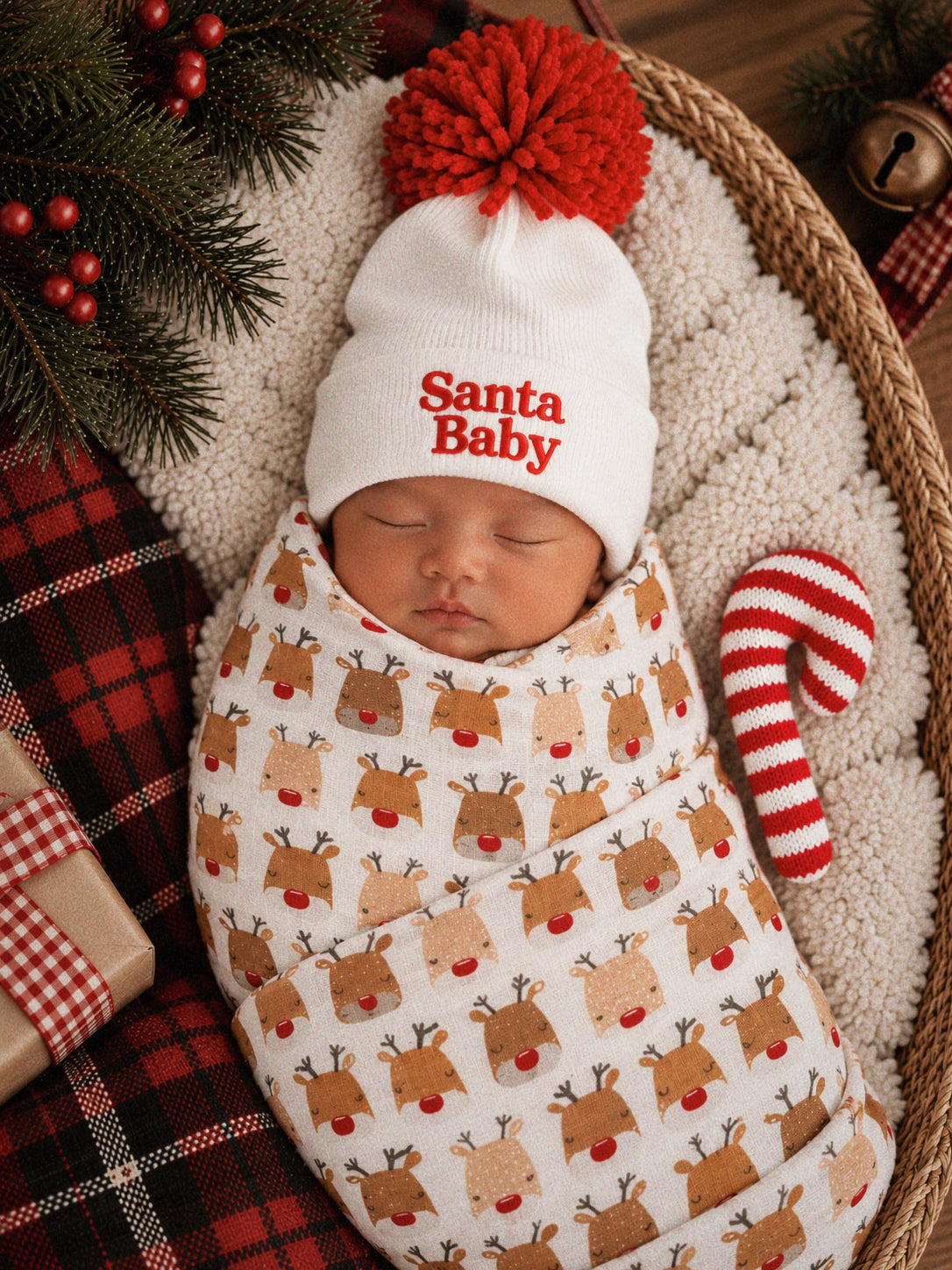 Swaddle & Knit Rattle Set, Reindeer