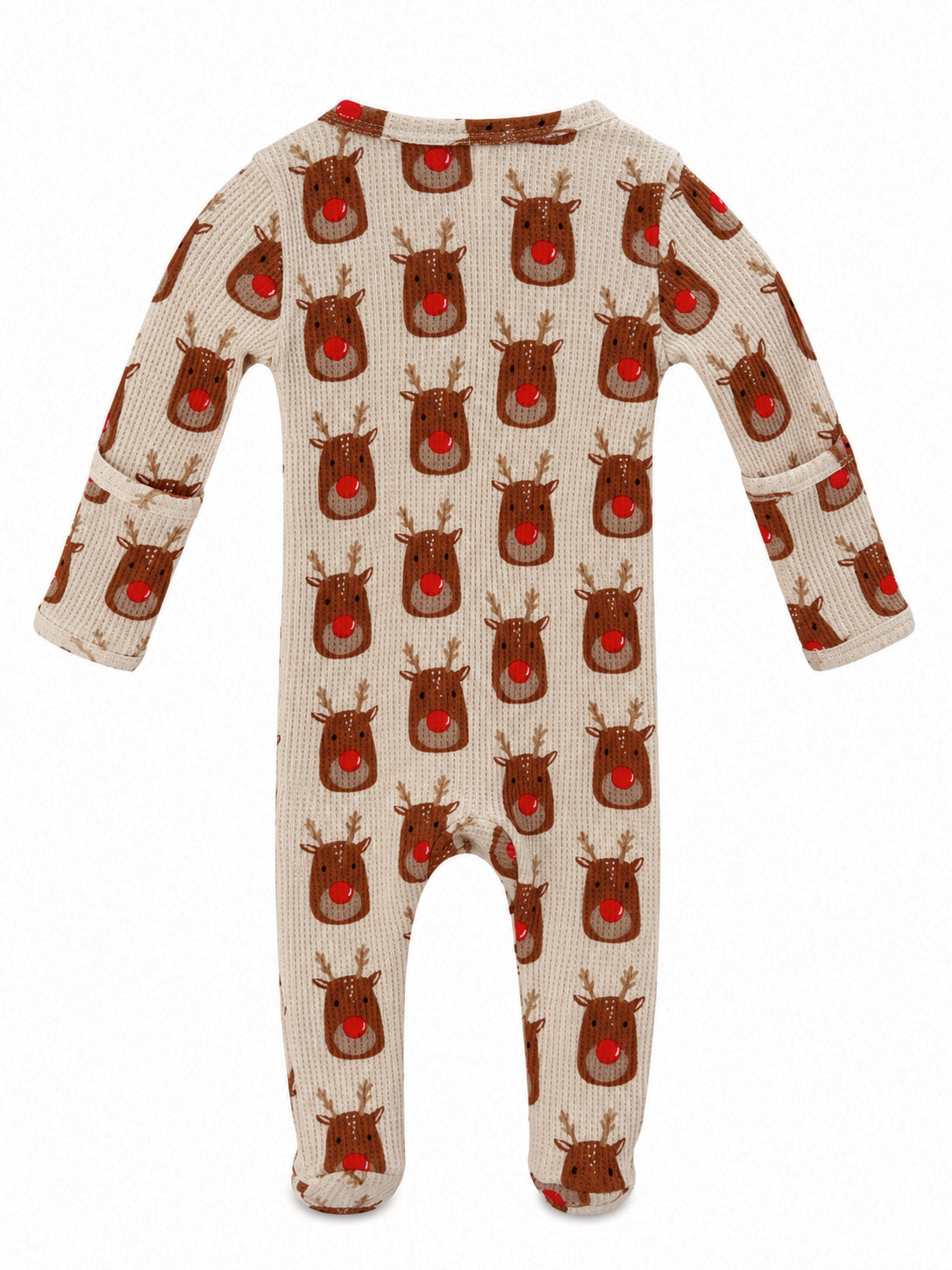 Organic Waffle Basic Zip Footie, Reindeer