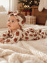 Organic Waffle Ruffle Zip Footie, Reindeer