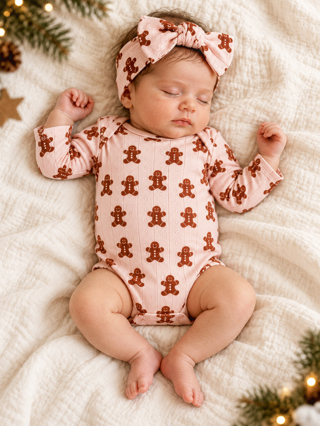 Blush Gingerbread / Organic Pointelle Long Sleeve Bodysuit