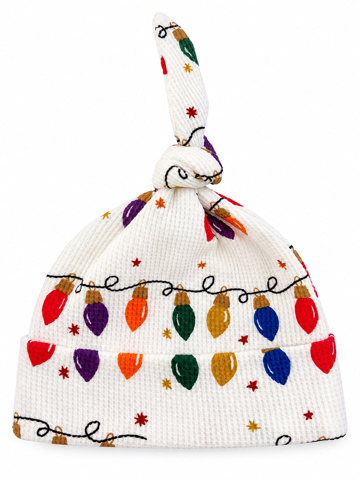 Organic Waffle Knot Beanie, Christmas Lights