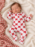 2-Way Zip Ruffle Footie, Festive Bows