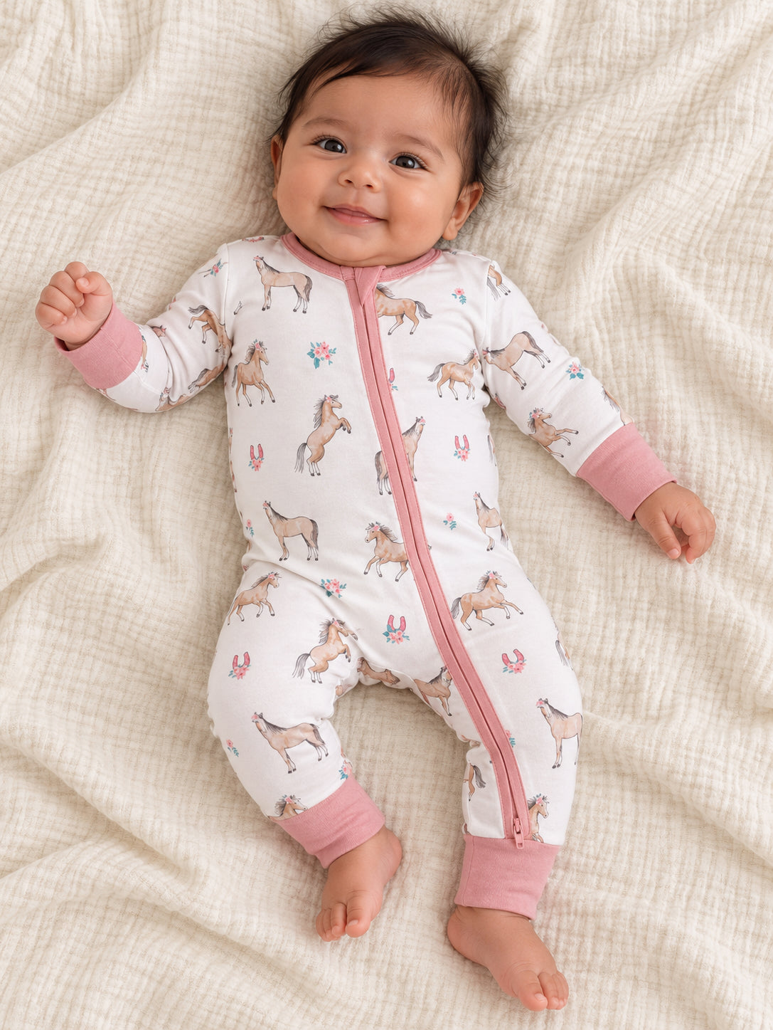 2-Way Zip Romper, I Love Horses