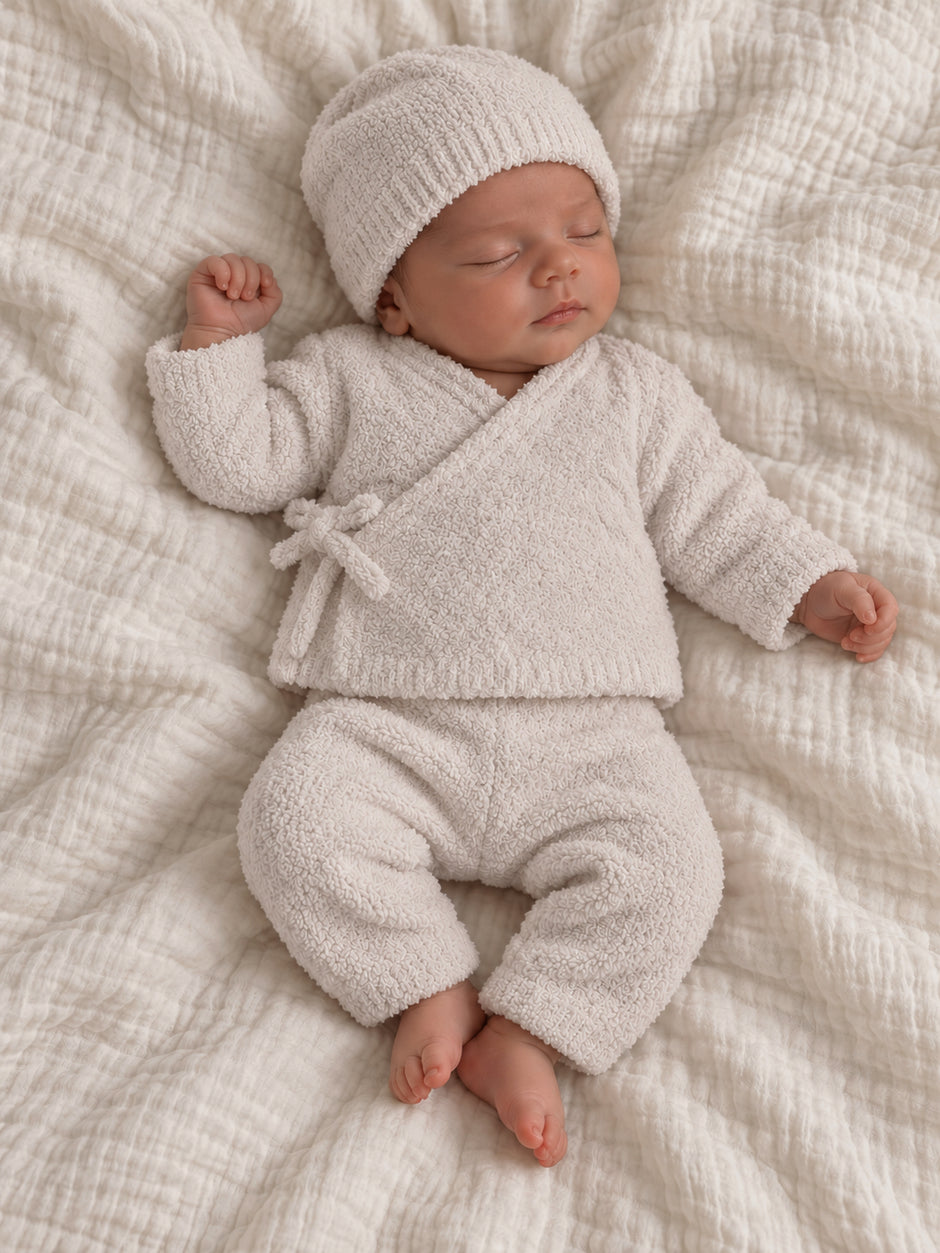 Chenille Kimono Take Me Home 3-Piece Set, Natural