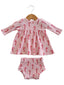 Organic Waffle Simple Dress & Bloomer, Pink Candy Cane