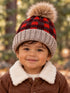 Red Buffalo Check Fur Pom Hat