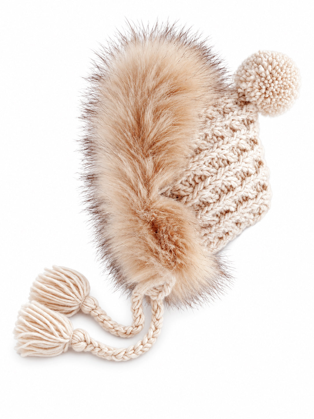 Fur Trimmed Bonnet, Natural