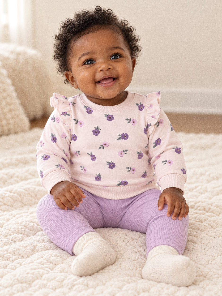 Ruffle Sweatshirt & Legging, Violetta Floral