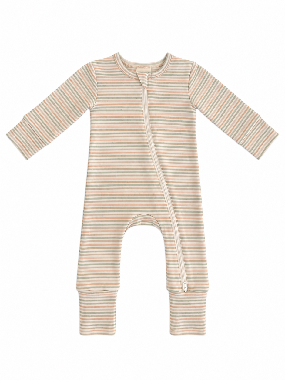 Multi Stripe / Organic 2-Way Zip Romper
