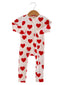 Organic Waffle 2-Way Zip Romper, Red Heart