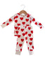 Organic Waffle 2-Piece Set, Red Heart