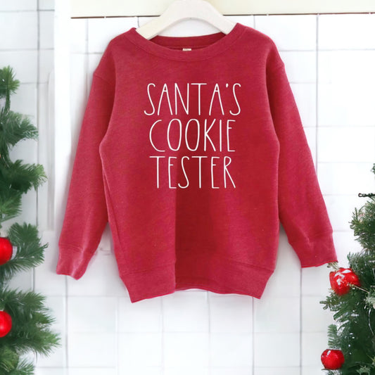 Santa's Cookie Tester Toddler Graphic Sweatshirt, Cranberry Heather