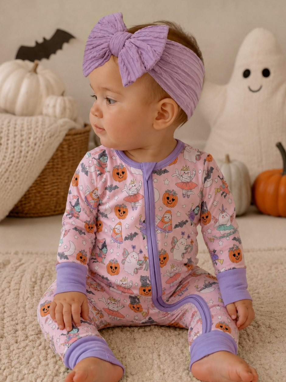2-Way Zip Romper, Halloween Monster Dress Up Pink