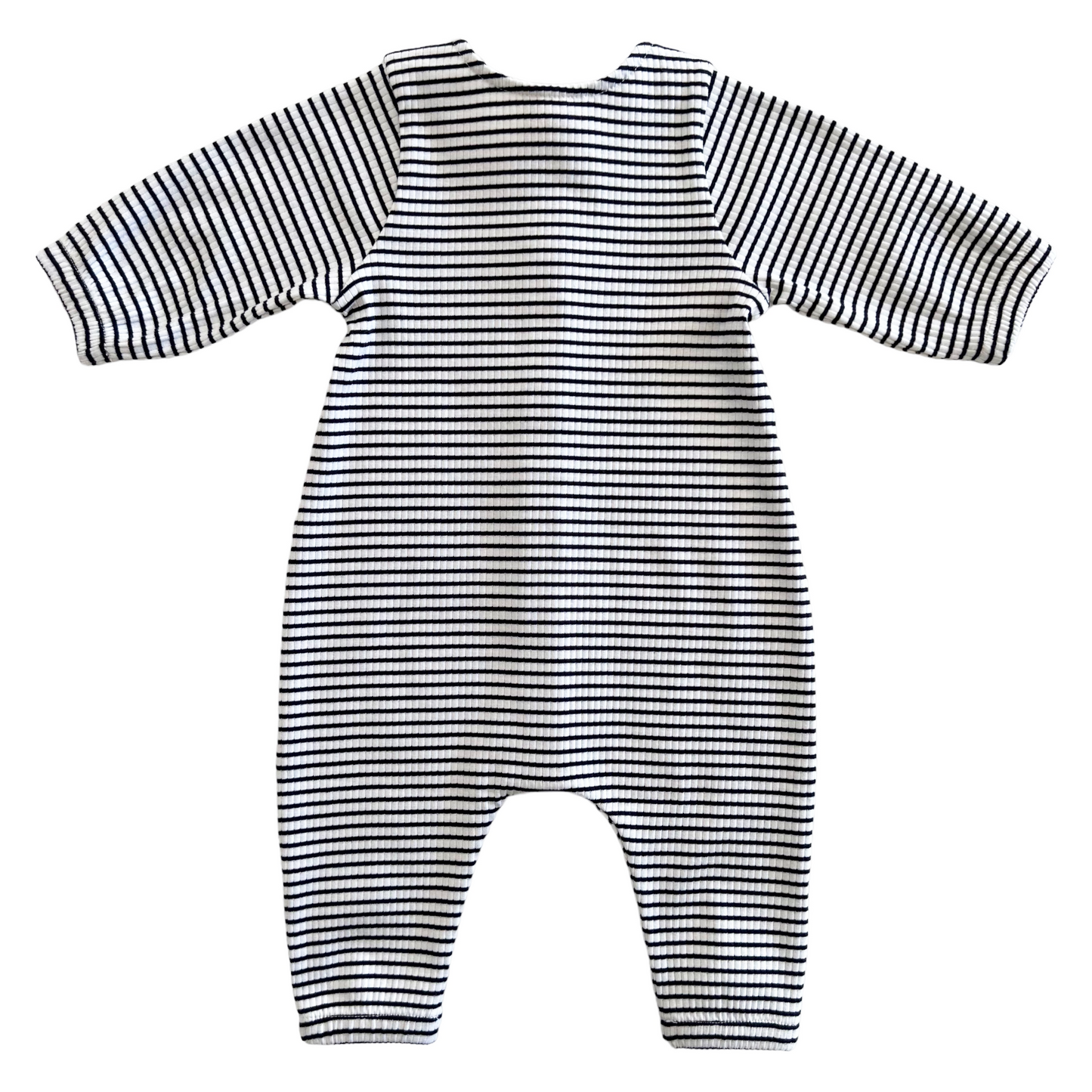 Black Stripe / Organic Ribbed Long Sleeve Bay Jumpsuit