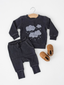 Organic Cozy Graphic Sweatshirt & Jogger Set, Coal Clouds